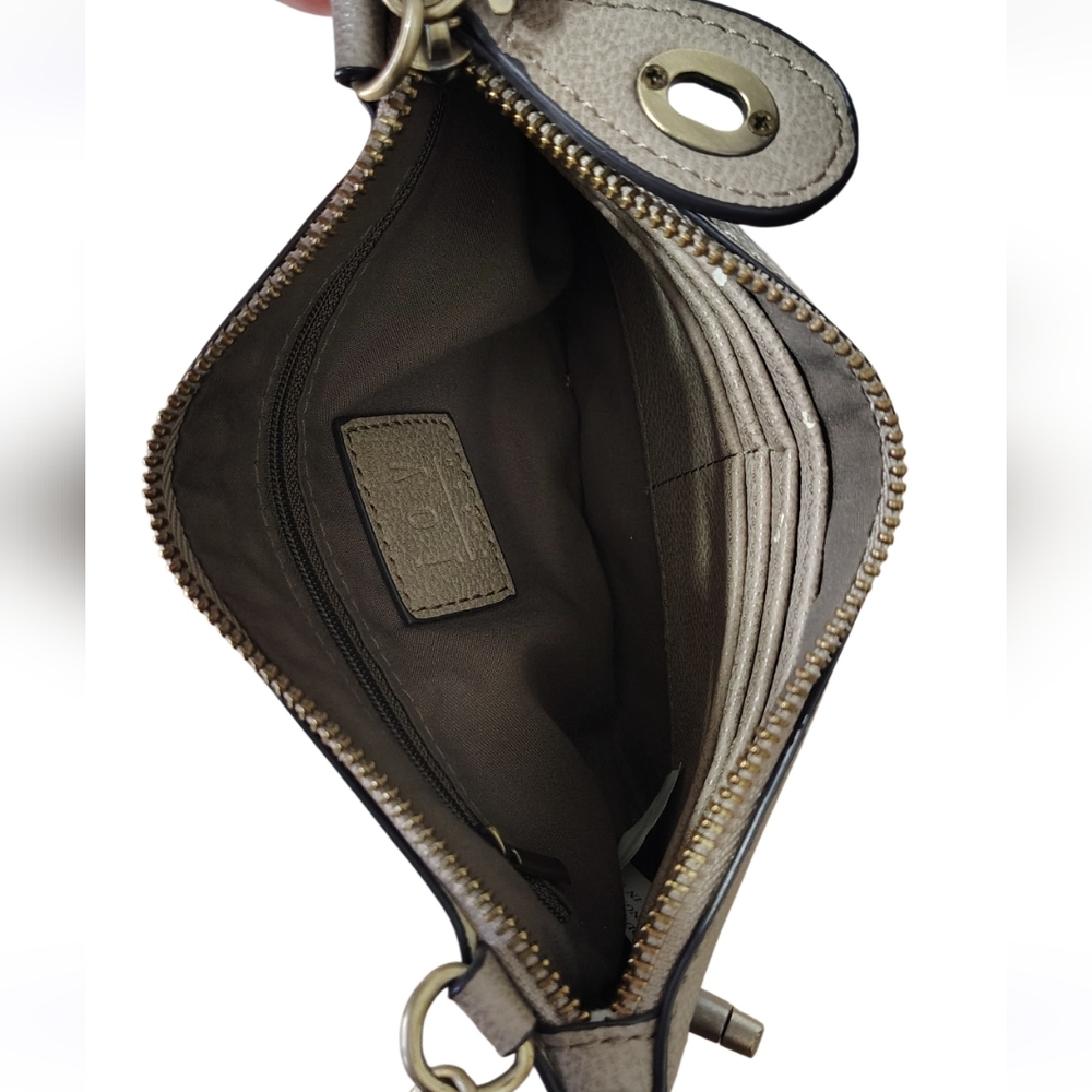 Joy Susan Adjustable Bag Clutch Wallet Crossbody Belt Bag Stone Taupe Color - Picture 8 of 9